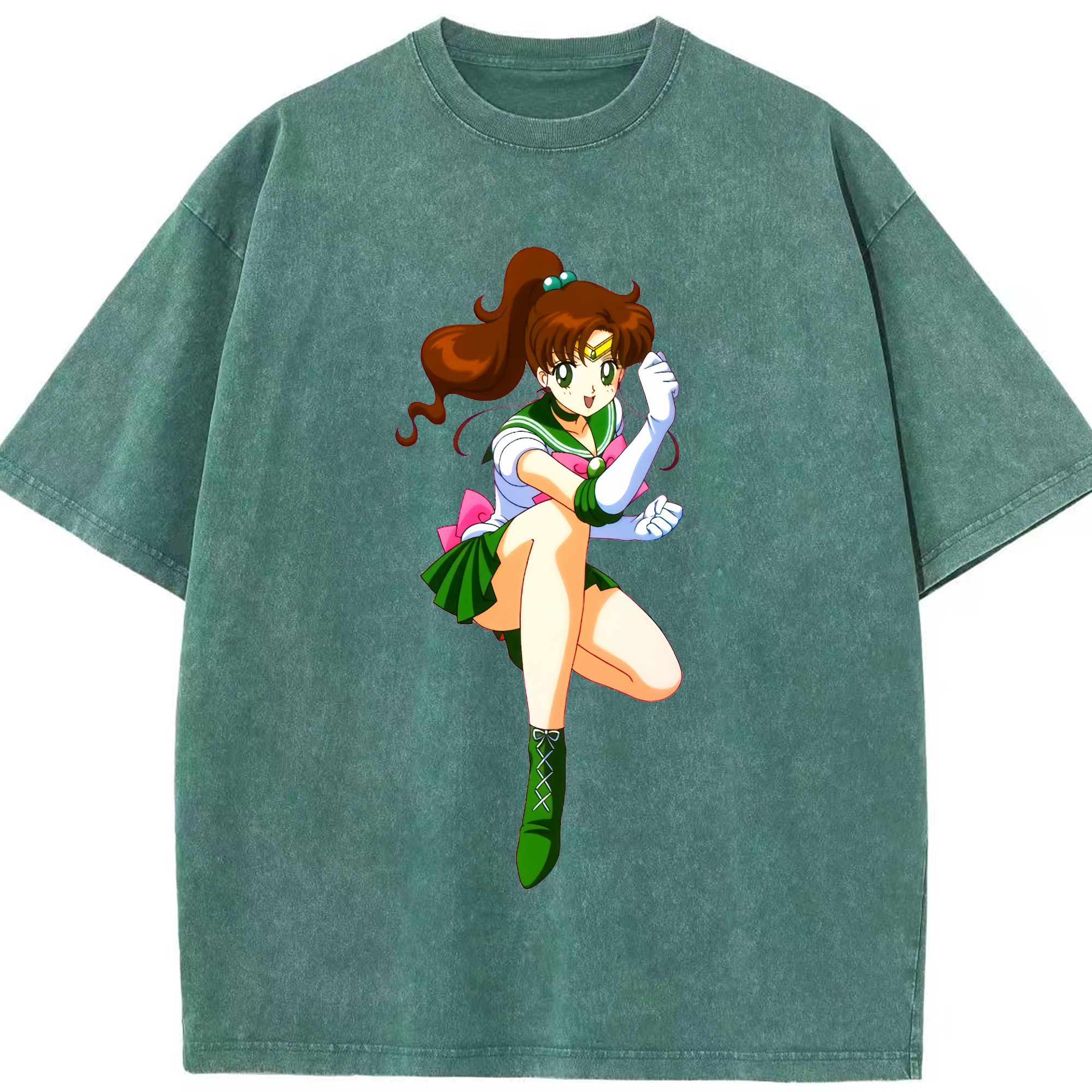 （画像用） 美少女戦士セーラームーン 木野 まこと きの まこと Sailor Moon Kino Makoto （セーラージュピター；Sailor Jupiter） 綿100% ヴィンテージ風 半袖Tシャツ（フロントプリント）